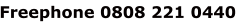 Freephone 0808 221 0440